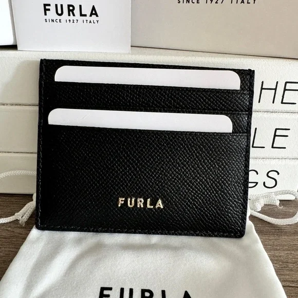 Furla Black Leather Credit Card Holder Wallet New Authentic - Picture 7 of 11